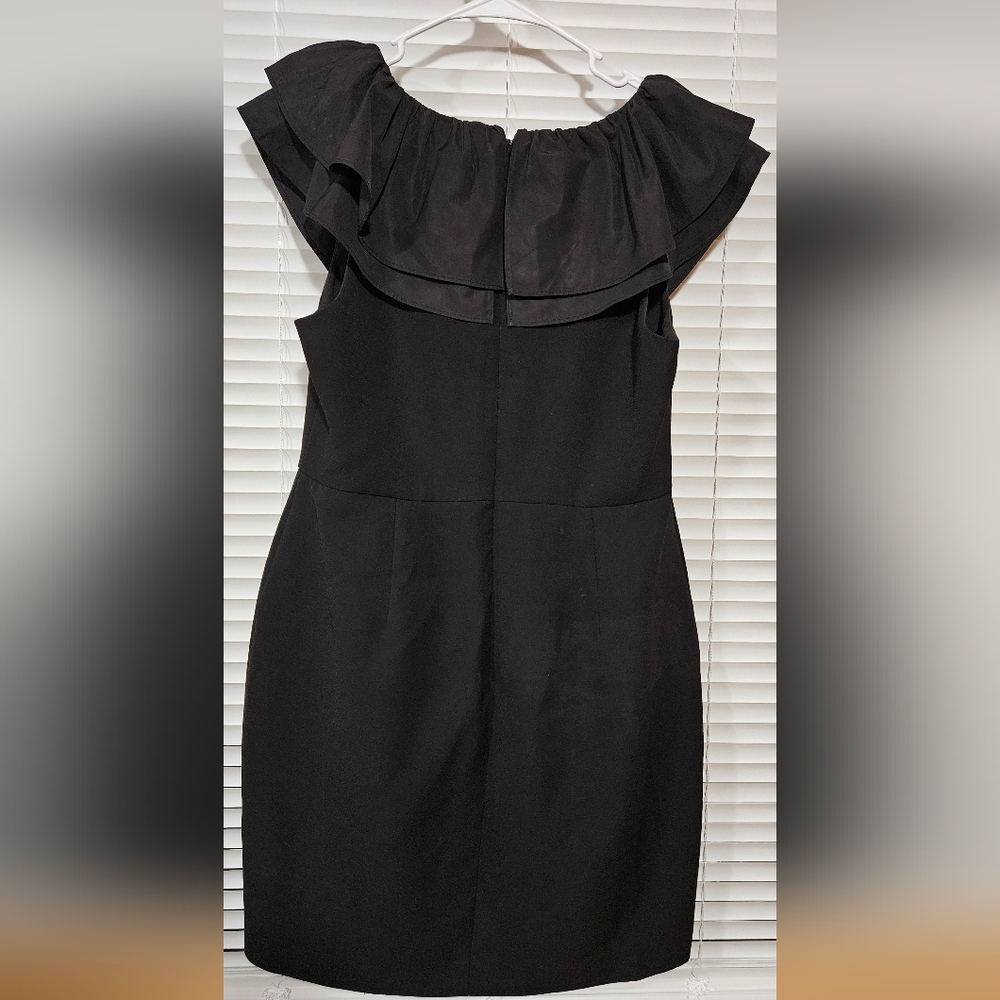 BCBG MAX AZRIA EVE RUFFLED MINI DRESS BLACK Size 10 - Picture 7 of 10